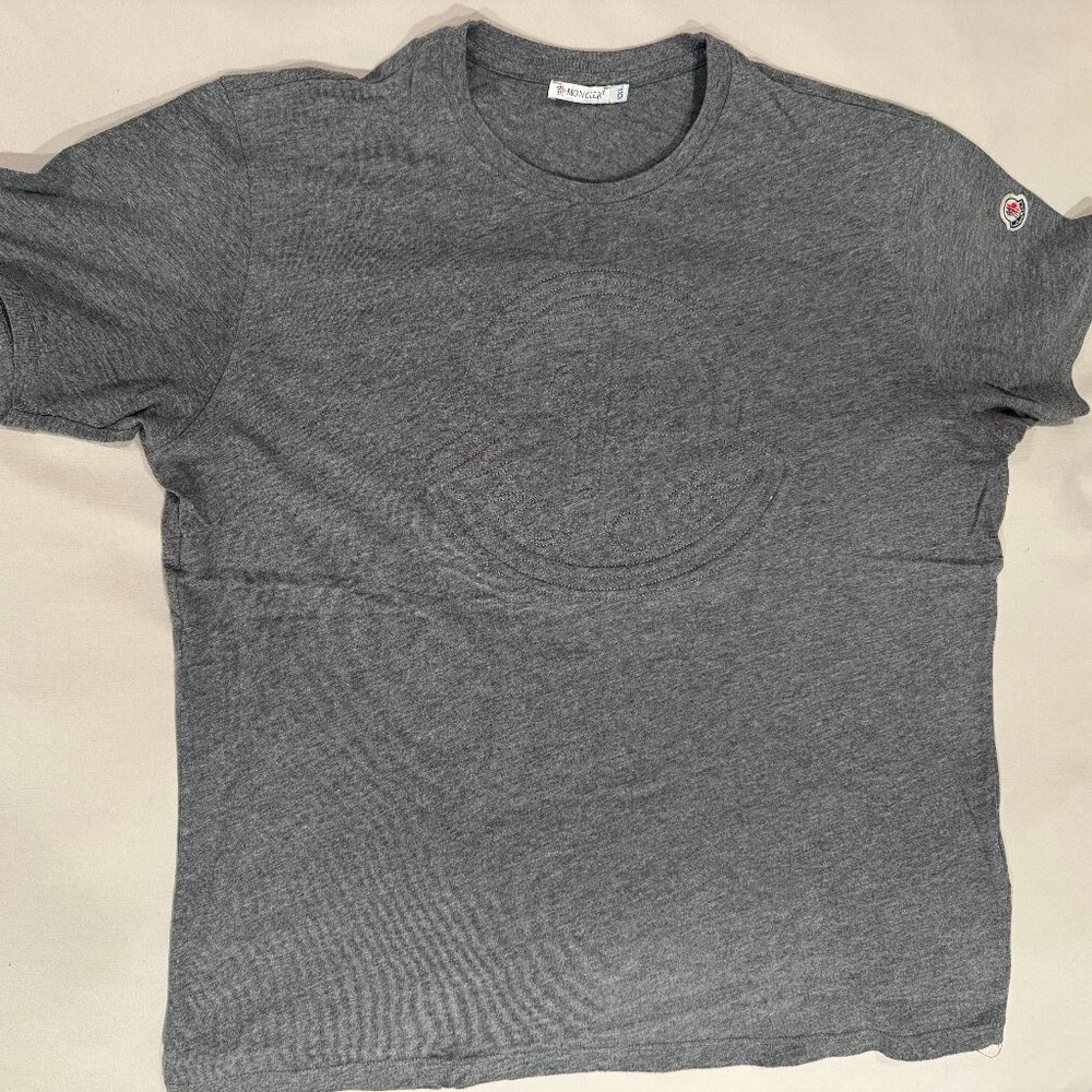 Mens Moncler Grey T Shirt with embroidered logo